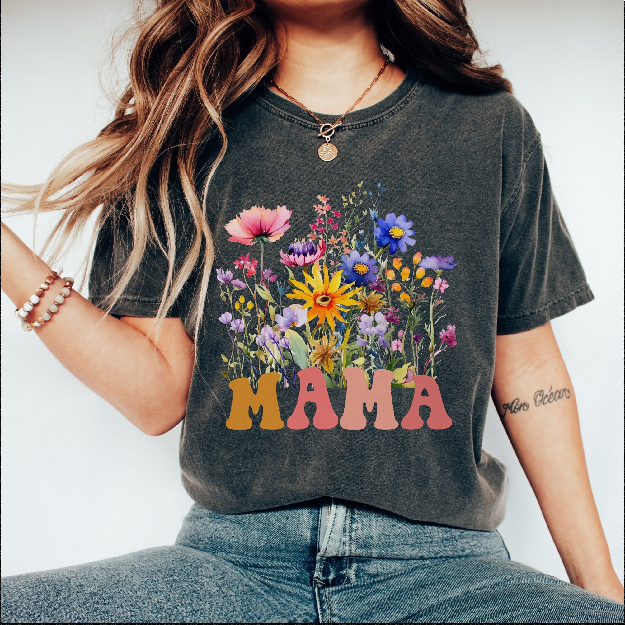 floral mama shirt retro style for mothers day cute new mom t shirt vintage boho design best mom ever gift cprng