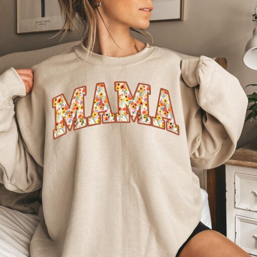 floral mama sweatshirt cute mom shirt for mothers day new mom gift boho flower tee mom life apparel ue0p1