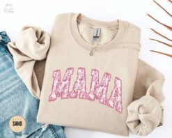 floral mama sweatshirt for first mothers day gift cute pink mama crewneck new mom baby announcement shirt 49z5i
