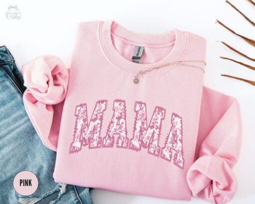 floral mama sweatshirt for first mothers day gift cute pink mama crewneck new mom baby announcement shirt