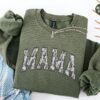 Floral Mama Sweatshirt for New Moms First Mothers Day Gift Cute Blue Crewneck Shirt Baby Announcement Apparel