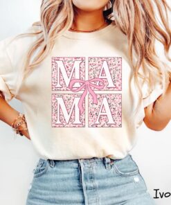 floral mom shirt with pink ribbon and bow for mothers day cute mom life t shirt girly aesthetic personalized gift 63rcv