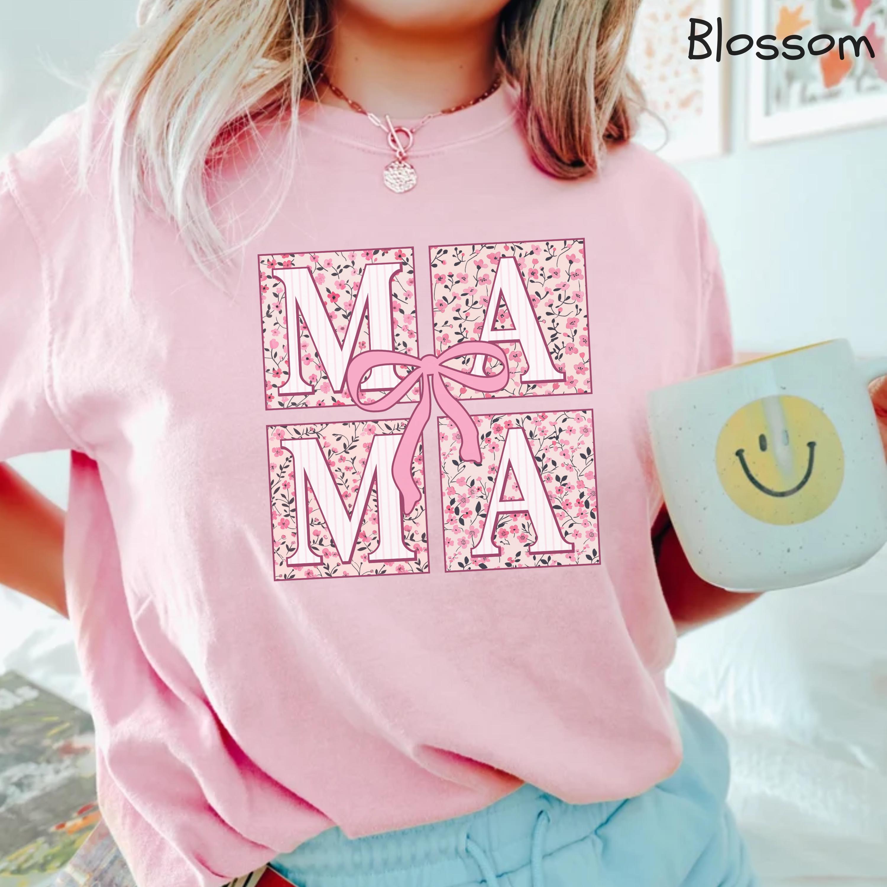 floral mom shirt with pink ribbon and bow for mothers day cute mom life t shirt girly aesthetic personalized gift ce2ca scaled