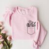 floral pocket sweatshirt with wildflower design for nature lovers ideal for mom and girlfriend gifts vf03b