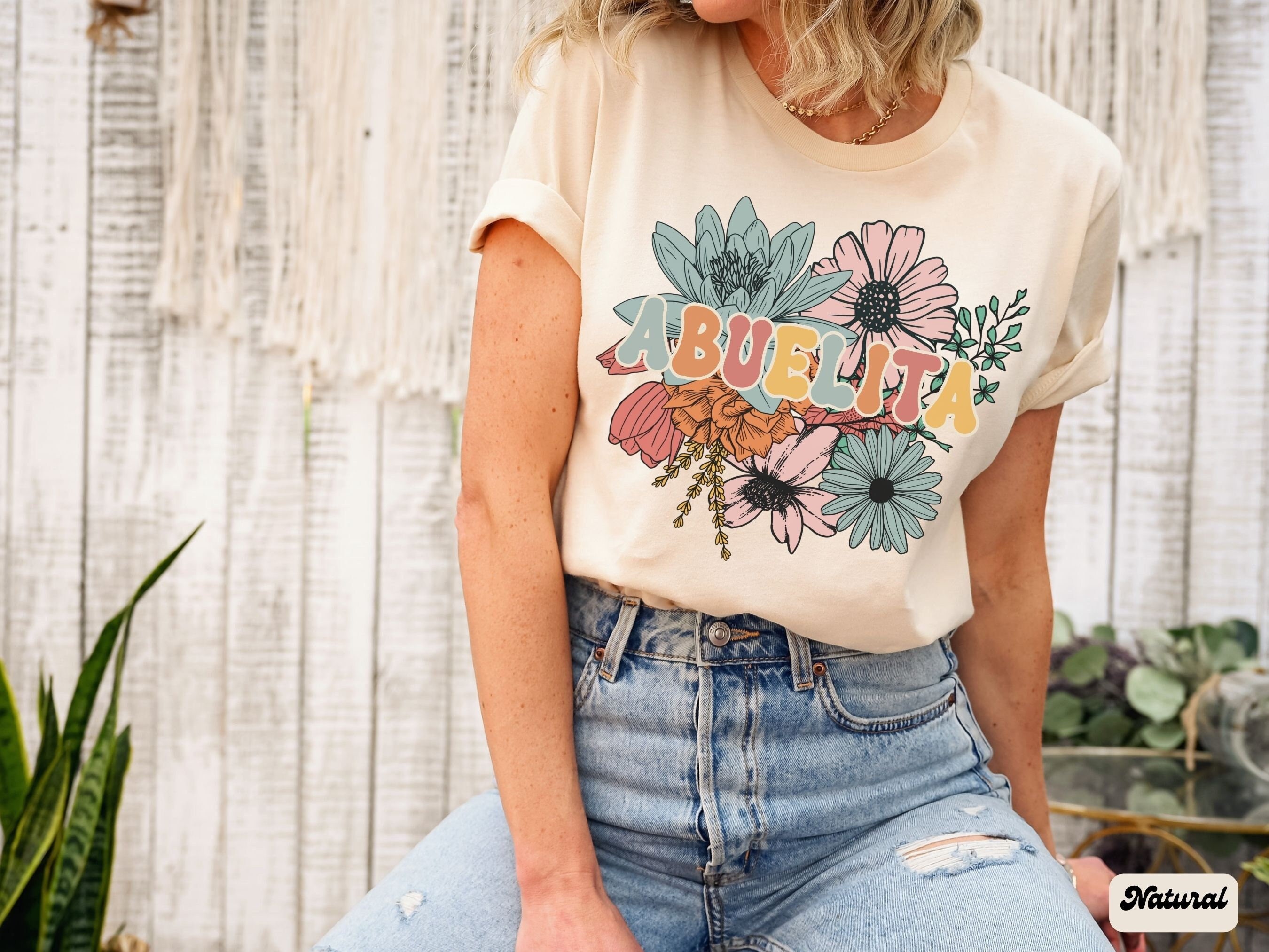 floral retro abuelita shirt for mothers day pregnancy announcement best abuela t shirt personalized gifts for grandparents grmfj scaled