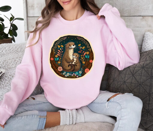 floral sea otter mama hoodie sweatshirt long sleeve for sea otter lovers unique gifts for mom and nature enthusiasts 0655e scaled