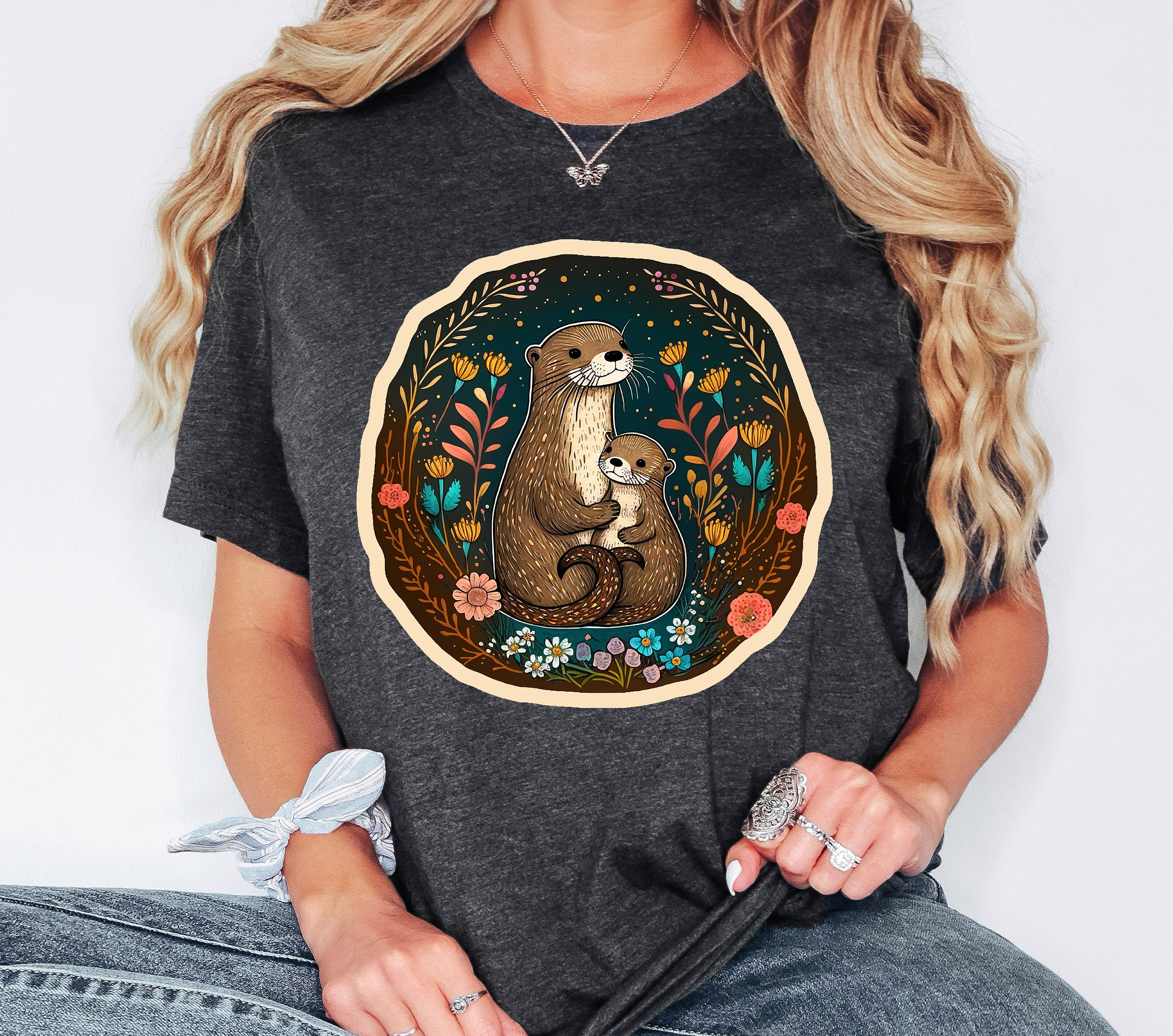 floral sea otter mom shirt cute sea otter t shirt for sea otter lovers unique gift for moms and sea otter enthusiasts ypfvm scaled