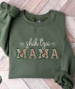 floral shih tzu dog mom sweatshirt for pet owners cute mothers day gift wildflower fur mama cottagecore style 5lca5