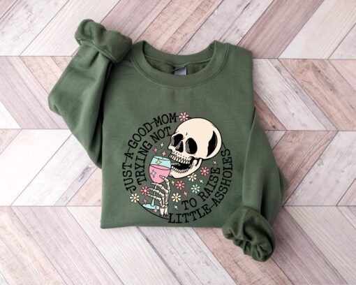 floral skull mama sweatshirt cute mom shirt floral mom t shirt unique gift for moms stylish mama apparel 76bcw scaled