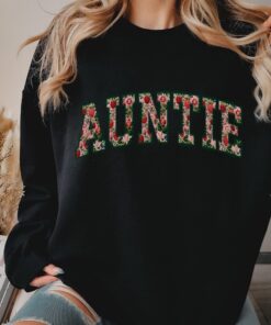 floral strawberry auntie sweatshirt retro design for new aunt mothers day gift pregnancy reveal gift for sister ffhze