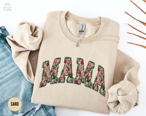 floral strawberry mom sweatshirt for first mothers day new mom gift crewneck perfect for mommy baby announcement rvwem