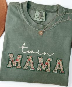 floral twin mom shirt for mothers day cute wildflower pregnancy reveal tee for new twin parents 9edo9