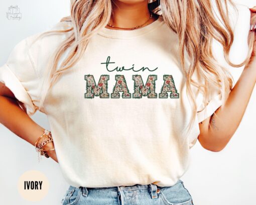floral twin mom shirt for mothers day cute wildflower pregnancy reveal tee for new twin parents v47ob
