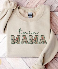 floral twin mom sweatshirt for twin babies cute crewneck for boy or girl twins ideal gift for twin mom birthday awdio