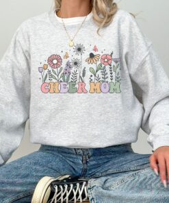 floral wildflower cheer mom sweatshirt crewneck sweater for cheer moms unique gift idea and comfortable wear pvdvj