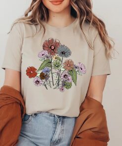 floral wildflower graphic tee for women inspirational boho shirt plant lover flower t shirt jerim