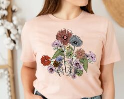 floral wildflower graphic tee for women inspirational boho shirt plant lover flower t shirt ji7nl