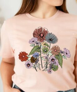 floral wildflower graphic tee for women inspirational boho shirt plant lover flower t shirt ji7nl