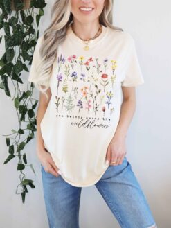 flower graphic shirt for nature lovers boho floral mom gardening shirt wildflower plant lover tee hksro scaled