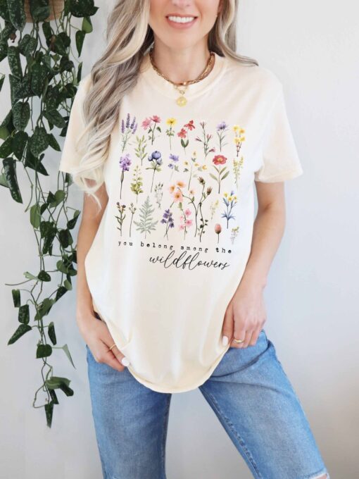 flower graphic shirt for nature lovers boho floral mom gardening shirt wildflower plant lover tee hksro scaled