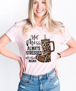 football mama shirt for football season hot mess always stressed funny mom t shirt unique gifts for football moms rjsfe