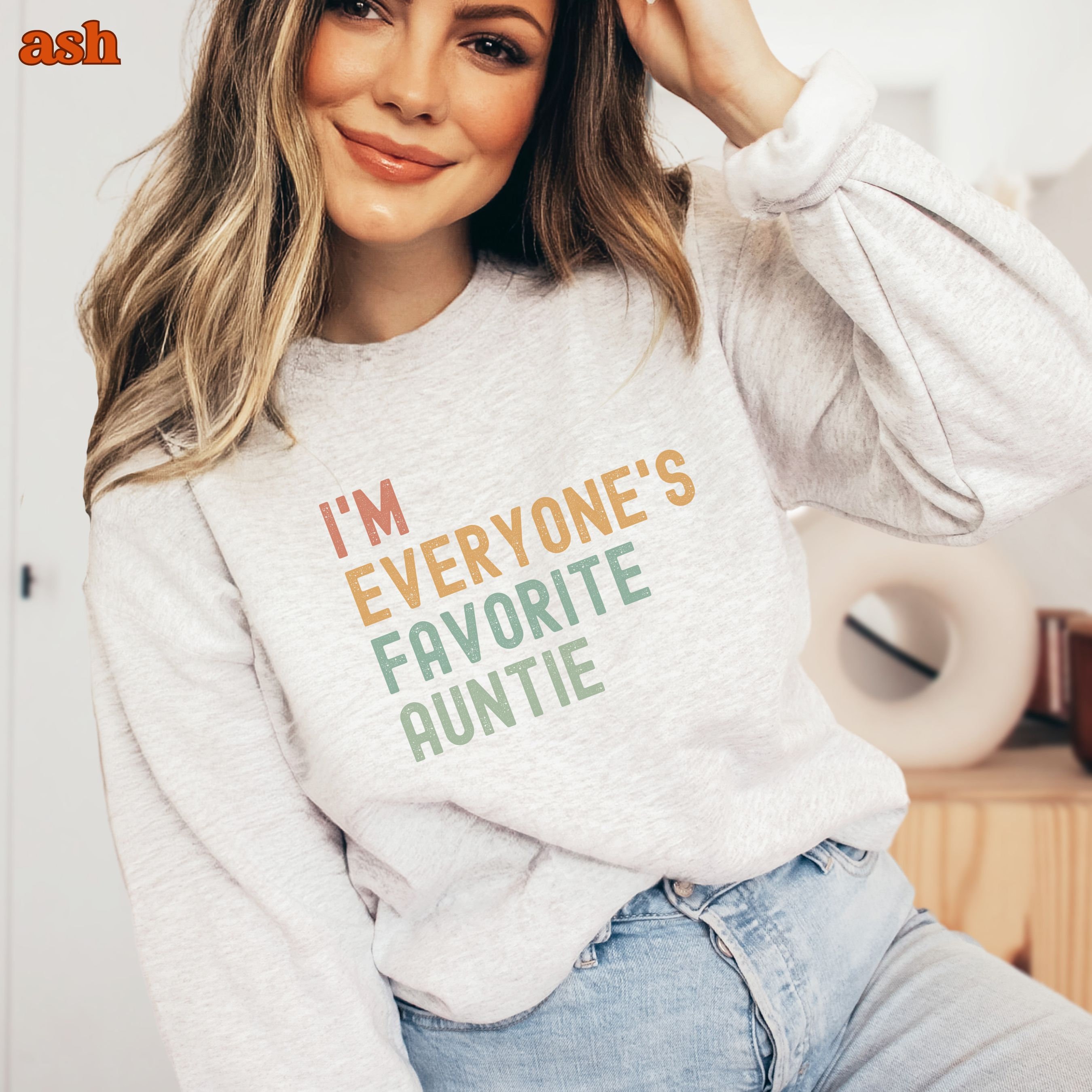 funny aunt sweatshirt for favorite auntie gift birthday pregnancy announcement sister to be crewneck top alxek scaled