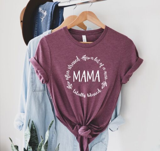 funny blessed mama shirt often stressed a bit of a mess cute mom life tee for mothers day personalized gift 1vzeg