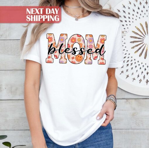 funny blessed mom life shirt groovy mama t shirt best mom ever gifts for mothers day cute mom apparel