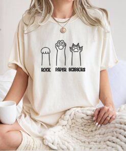 funny cat paw shirt for cat lovers unisex crewneck rock paper scissors design cat mom gift unique cat owner tee 3zy9o