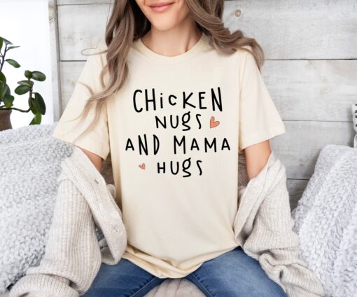funny chicken nugget lover shirt for kids with mama hugs cute toddler mom life shirt for mothers day o1orp scaled