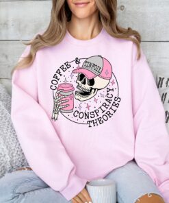 funny conspiracy theories shirt with coffee and tin foil hat skull design for unique theory gifts and skeleton t shirt lovers vhjc1