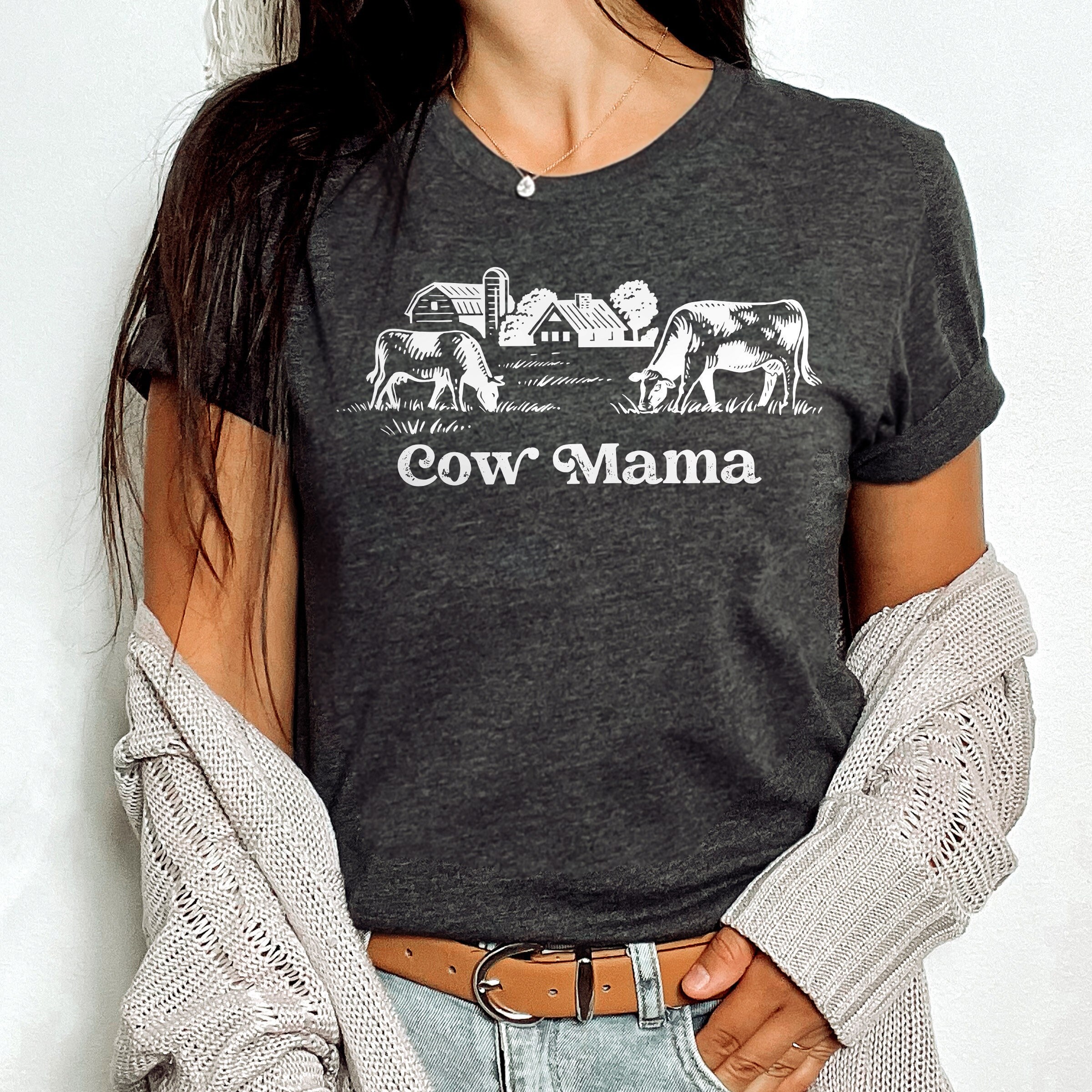 funny cow mom shirt for farmers country western style mothers day gift farm mama t shirt for farm girls and country moms st74q