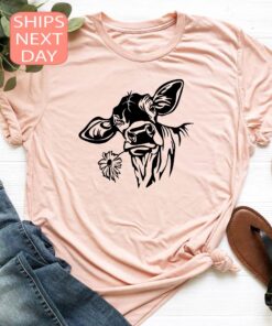 funny cow shirt for cow lovers cute animal t shirt farming mom tee country farm girl gift farmers mom top hsfzs