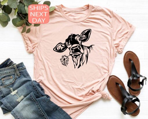 funny cow shirt for cow lovers cute animal t shirt farming mom tee country farm girl gift farmers mom top hsfzs