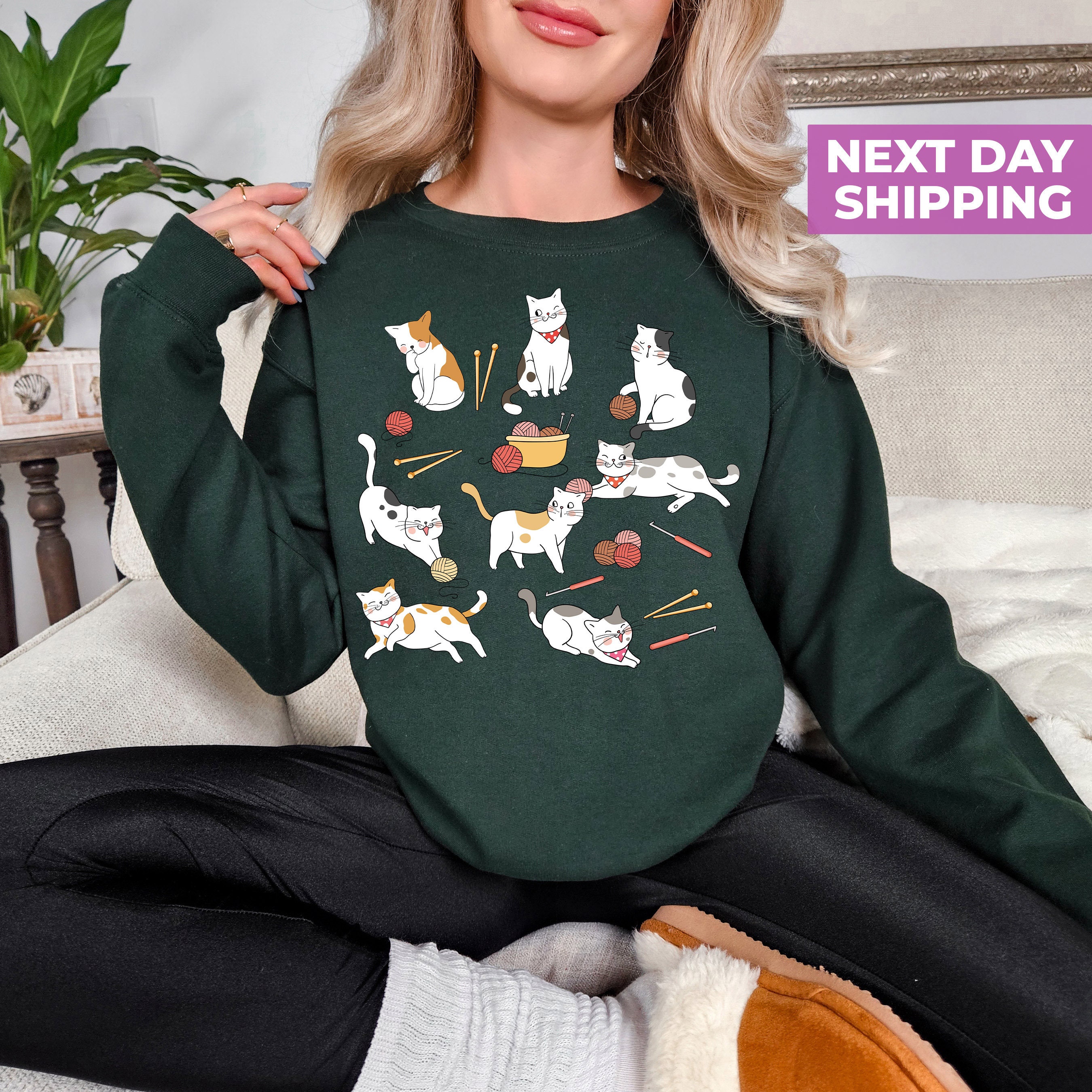 funny crochet sweatshirt for cat lovers crochet all day crewneck unique gift for crocheters mothers day shirt k8ysm scaled