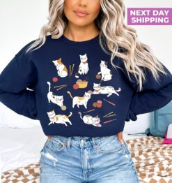 funny crochet sweatshirt for cat lovers crochet all day crewneck unique gift for crocheters mothers day shirt wbunc scaled