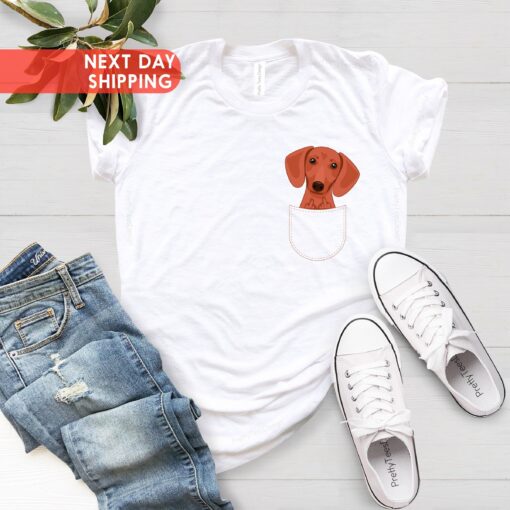 funny dachshund dog middle finger pocket t shirt for dog moms unique dog mama tee gift ideas for pet lovers oa6tl