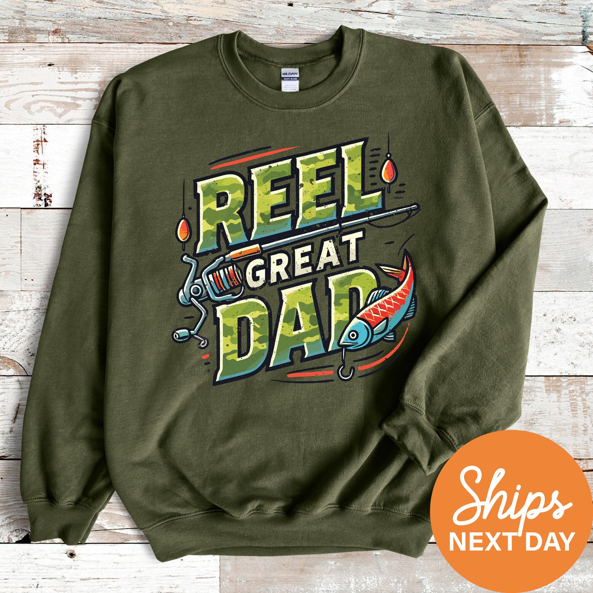 funny dad fishing sweatshirt reel great dad crewneck lake shirt unique gifts for fisherman dads hva3g