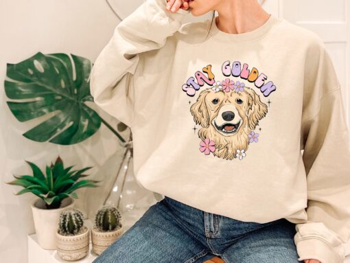 funny dog mom shirt stay golden cute dog lover tee for golden retriever owners unique gift for dog lovers mt1iv