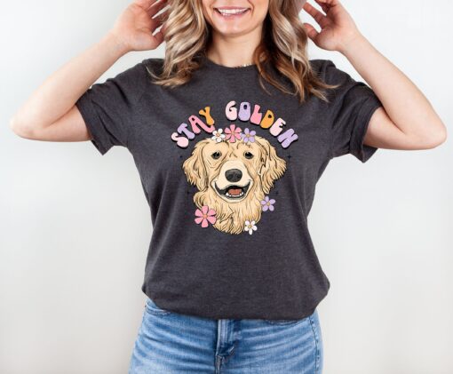 funny dog mom shirt stay golden cute dog lover tee for golden retriever owners unique gift for dog lovers vnu1a