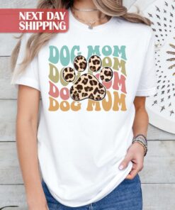 funny dog mom shirt with leopard print paw best dog mama tee ideal for dog lovers unique gifts for new dog moms vooao