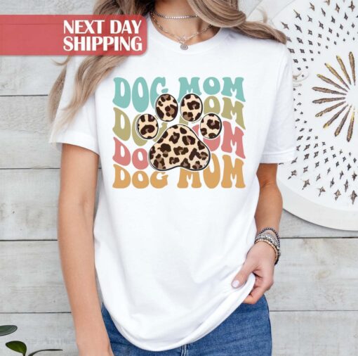 funny dog mom shirt with leopard print paw best dog mama tee ideal for dog lovers unique gifts for new dog moms vooao