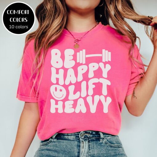 funny lift heavy workout shirt for women be happy lifting club tee trendy gym t shirt for fitness enthusiasts jcklu scaled