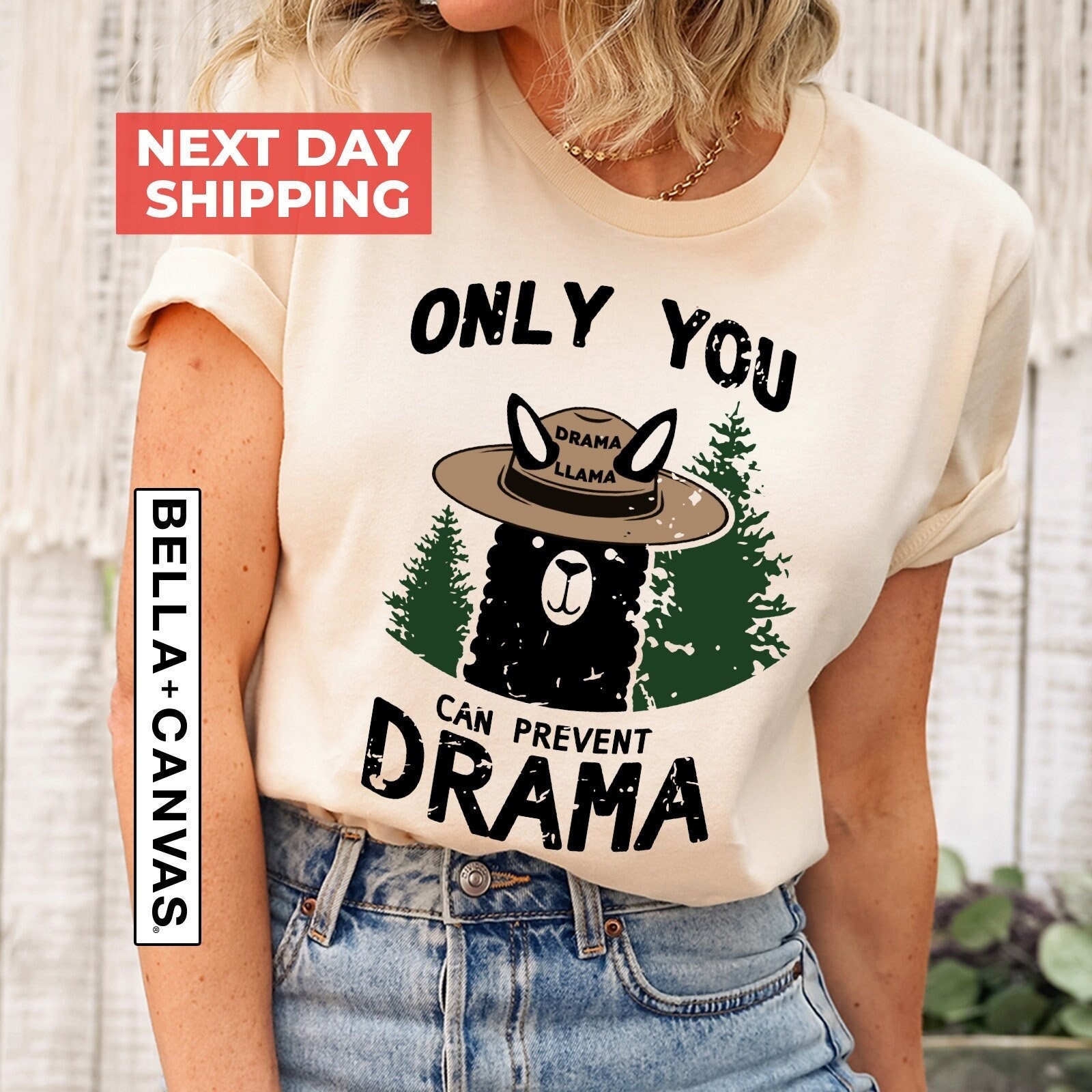 funny llama shirt only you can prevent drama t shirt cute llama girl adventure hiking tee for animal lovers tuip5