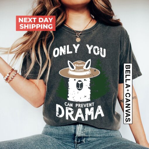 funny llama shirt only you can prevent drama t shirt cute llama girl adventure hiking tee for animal lovers urrgc