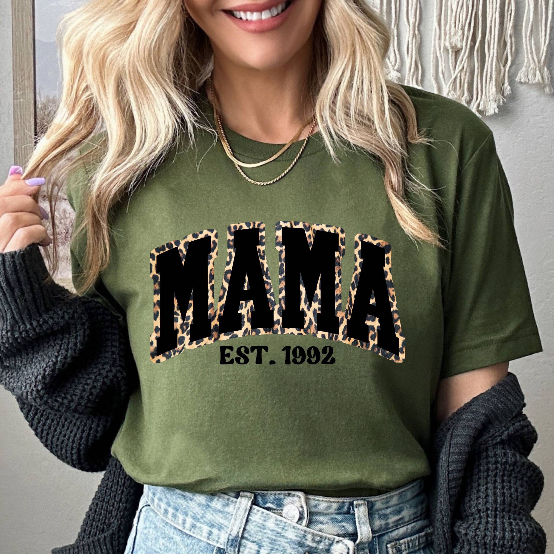 funny mama est shirt with leopard print trendy pink mom life t shirt custom mothers day gift for moms