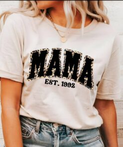 funny mama est shirt with leopard print trendy pink mom life t shirt custom mothers day gift for moms rbvcc