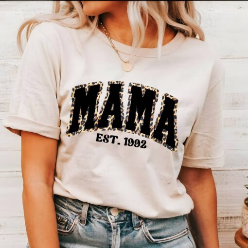 funny mama est shirt with leopard print trendy pink mom life t shirt custom mothers day gift for moms rbvcc