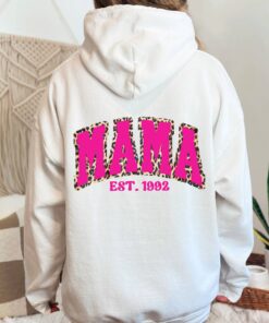 funny mama hoodie with leopard print custom mama est varsity style pink hoodie unique mothers day gift for moms izv0r