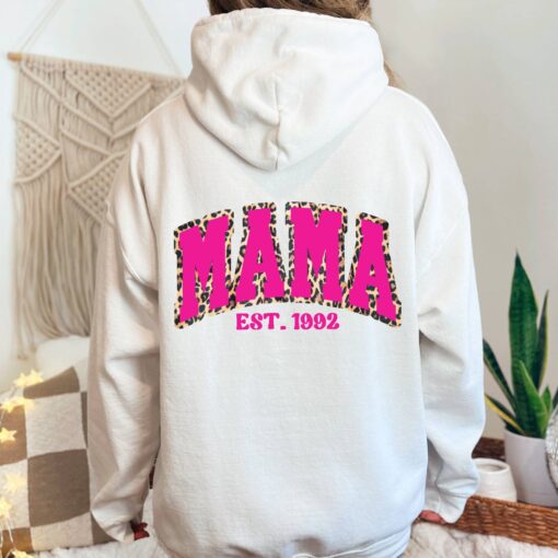 funny mama hoodie with leopard print custom mama est varsity style pink hoodie unique mothers day gift for moms izv0r